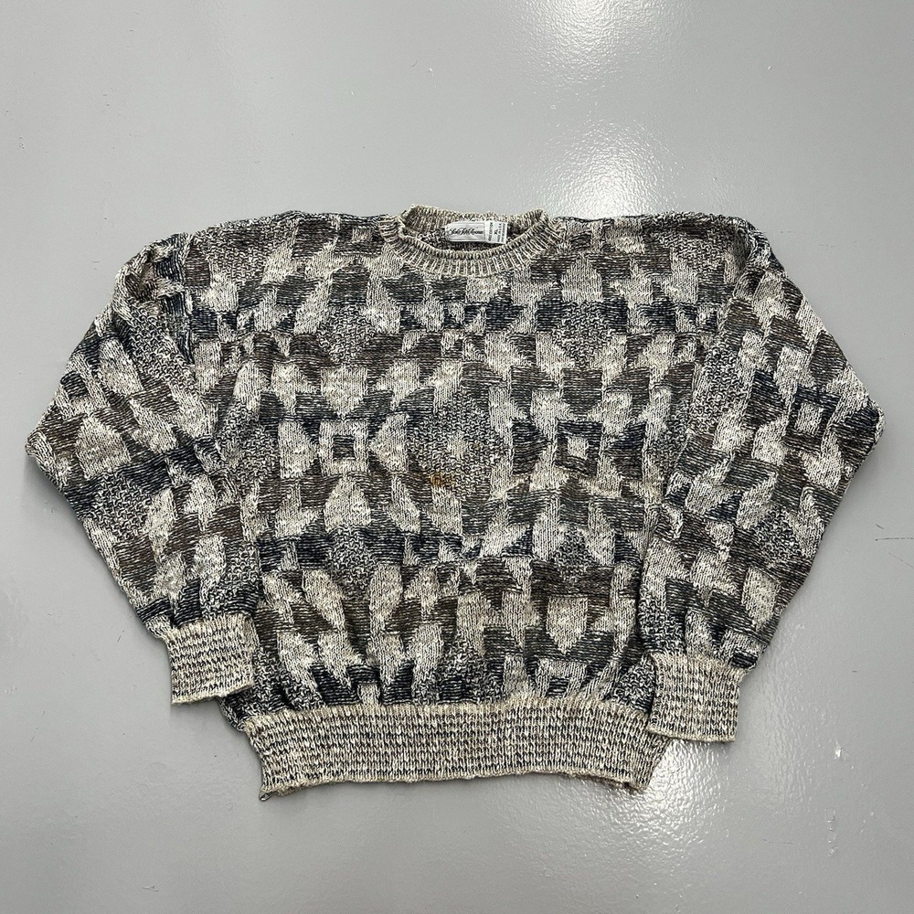 Vintage 90s Saks Fifth Avenue Sweater Men Sz XL Cotton Colorblock Knit Pullover